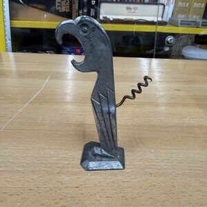 Vtg 30s-40s Negbaur Art Deco Style Parrot Bottle Corkscrew Opener USA #SN